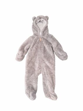Carters Baby Gray Sherpa Bear Hooded Footed Jumpsuit Bunting Size 9 Months